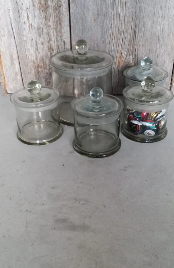 Image of Set van 5 glazen apothekers potten